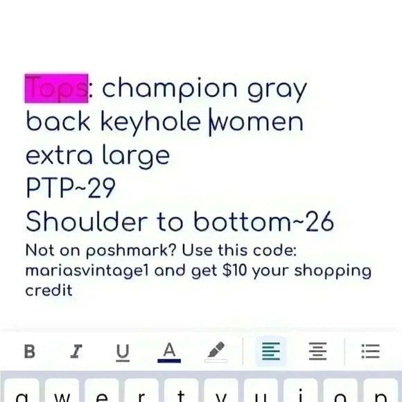 CHAMPION dark off shoulder keyhole back workout top women XL - Picture 6 of 6